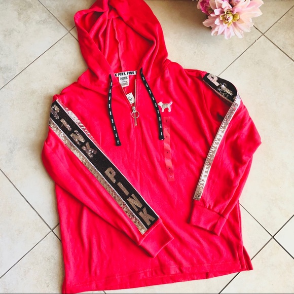 VS PINK BLING SEQUIN PERFECT TUNIC HOODIE PULLOVER - Picture 7 of 14